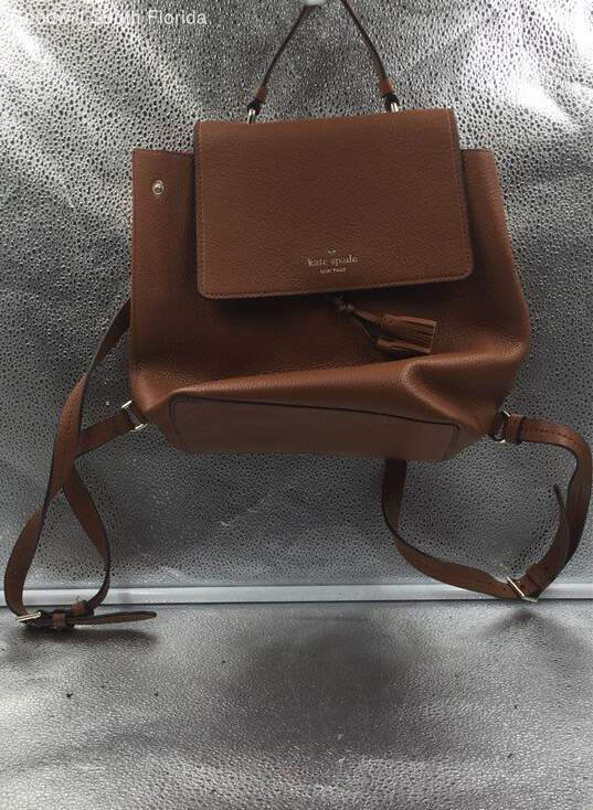 Kate Spade Womens Leather Brown Backpack image number 1