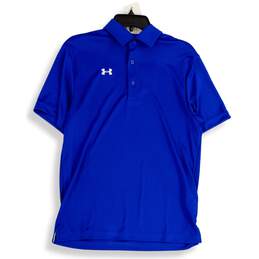 Under Armour Mens Blue Spread Collar Short Sleeve Golf Polo Shirt Size Small