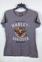 NWT Harley Davidson Womens Gray Graphic Print Short Sleeve Pullover T Shirt Sz M image number 1