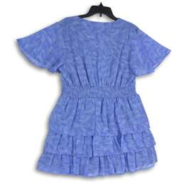Japra Womens Blue Ruffle V-Neck Flutter Sleeve Short Fit & Flare Dress Size XL alternative image