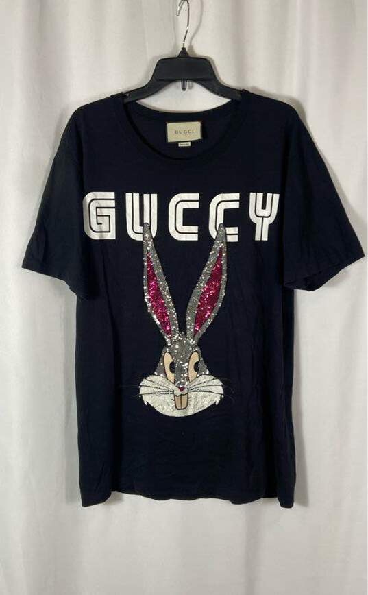 GUCCI Logo Sequin Bugs Bunny Black T-Shirt - Size L image number 1