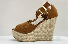 LOB Leather Platform Espadrille Sandals Brown 7