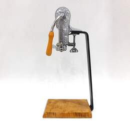 Antique Monterey Brass Table Top Wine Bottle Opener / Stand & Corkscrew