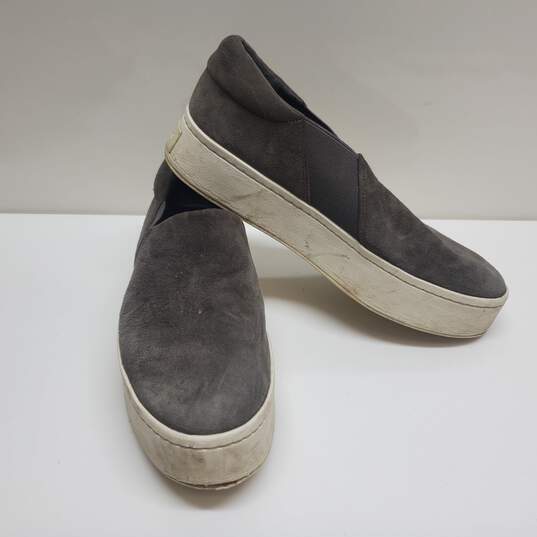 Vince Womens Warren Fashion Sneakers Shoes Gray Work Suede Slip On Platform 6.5 image number 1