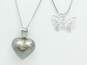 Sterling Silver Puffy Heart Ornate Butterfly & Stone Bead Necklaces 16.2g image number 2