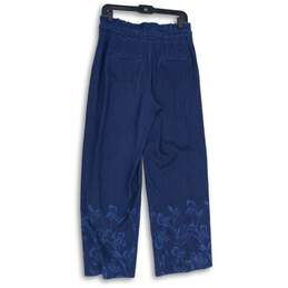 White House Black Market Womens Blue Floral Slash Pockets Ankle Pants Size 6S alternative image