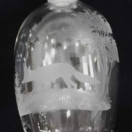 Vintage Etched Fox Glass Decanter w/ Stopper alternative image