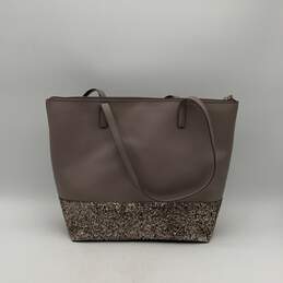 Womens Gray Leather Sparkle Double Handle Inner Pockets Tote Bag With Wallet alternative image