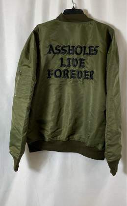 Assholes Live Forever Mens Olive Green Reversible Full-Zip Bomber Jacket Size XL alternative image