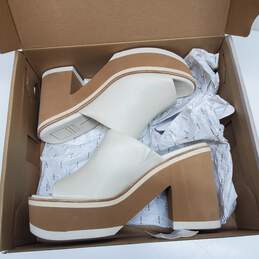 Dolce Vita Clear Ivory Leather Platform Slide Sandals Size 9