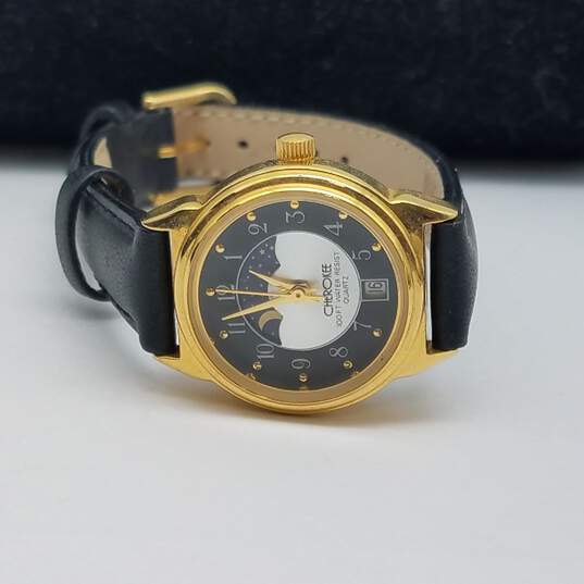 Vintage Cherokee Moon Phase Gold ton Stainless Steel Watch image number 2