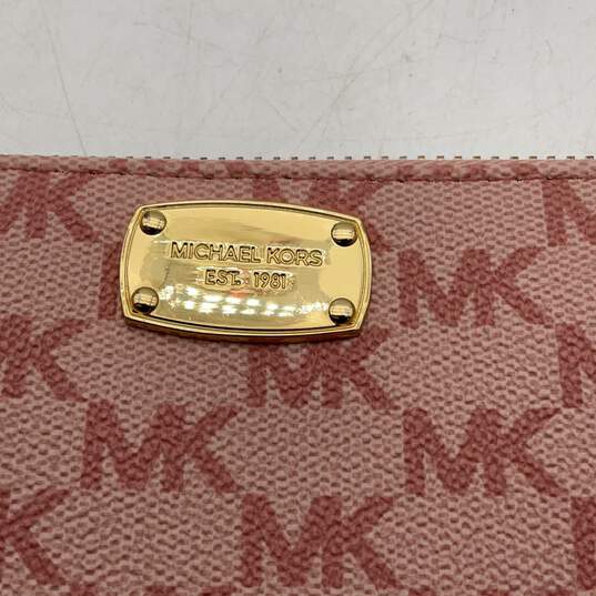 Michael Kors Womens Pink Leather Signature Print Adjustable Strap Fanny Pack image number 3