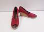 TOMS Classic Red Canvas Wedge Heels Shoes Size 10 M image number 1