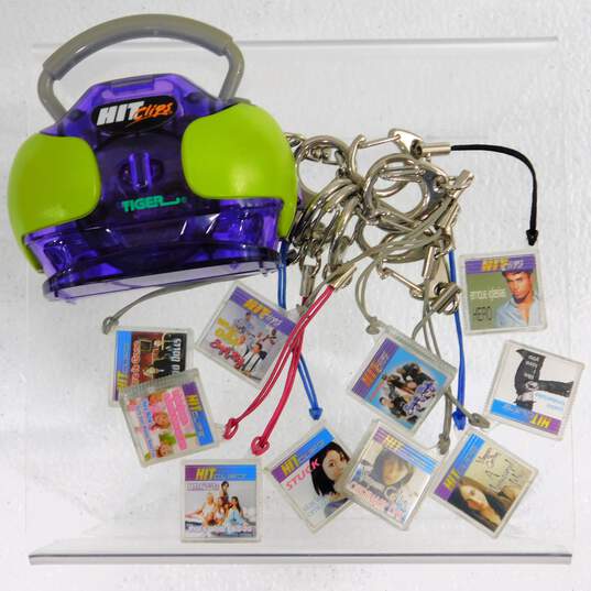 Vintage Working Tiger Hit Clips Purple Green Boombox Player W/ 10 Clips image number 1