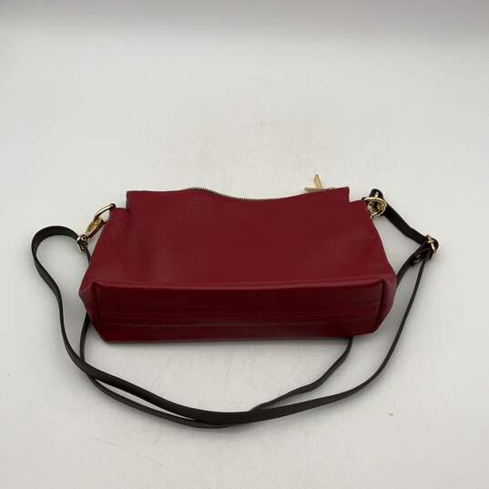 Valentina Womens Red Leather Inner Zipper Pockets Crossbody Bag Purse image number 2