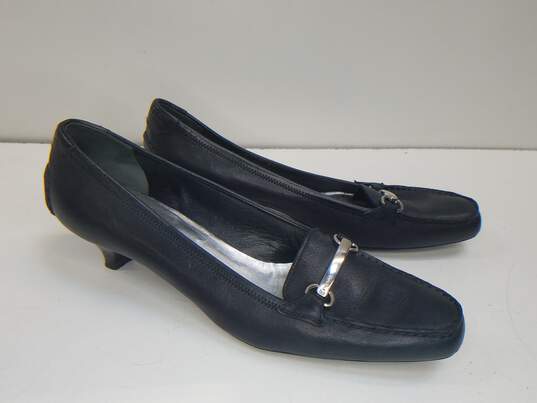 Prada Black Leather Heels Women's Size 6 image number 3