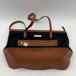 Michael Kors Womens Brown Black Double Handle Inner Pockets Tote Handbag