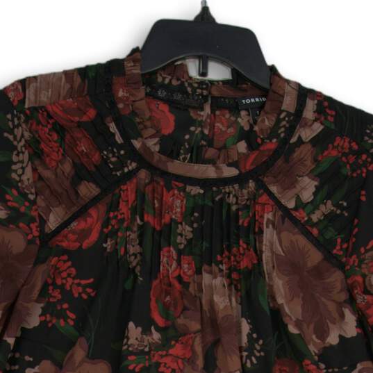 Torrid Womens Multicolor Floral Mock Neck Short Sleeve Blouse Top Size 1 Plus image number 3