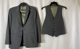 Vintage Foley's Mens Gray Wool Single Breasted Two Piece Suit Vest Size Small