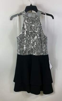 NWT B. Darlin Womens Black Silver Sparkle Sleeveless Casual Mini Dress Sz 13/14