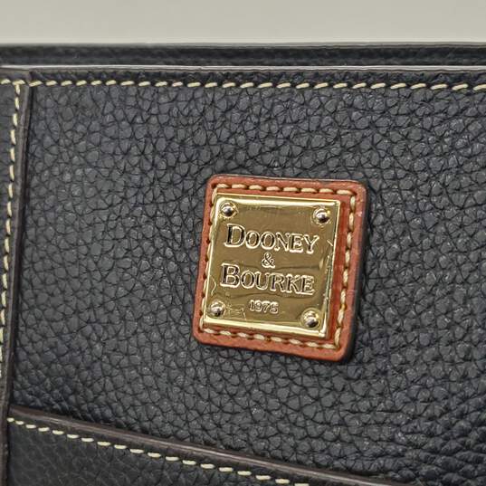 Dooney & Bourke Lexington Black Pebble Leather Brown Trim Shoulder Bag image number 2