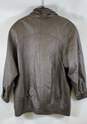 Jacqueline Ferrar Womens Brown Leather Long Sleeve Button Front Jacket Size L image number 2