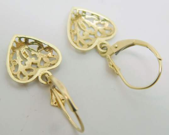 14K Gold Open Scrolled Heart Drop Earrings 1.7g image number 2