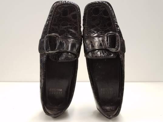 Stuart Weitzman Brown Embossed Leather Loafers Women's Size 5 image number 8