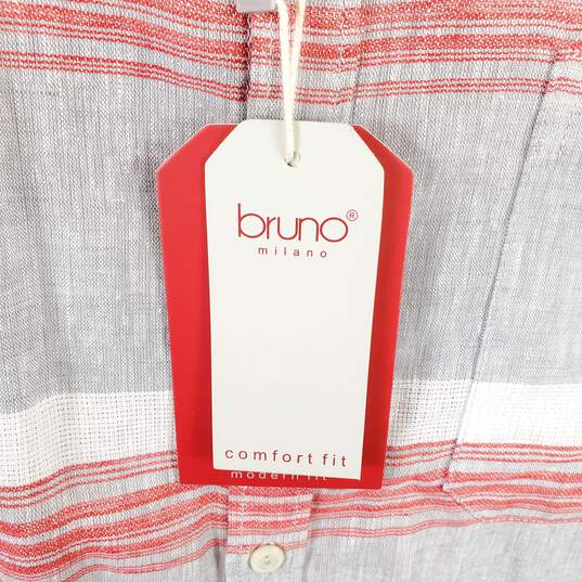 Bruno Milano Men Grey Striped Button Up Shirt S NWT image number 5