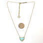 Designer Kendra Scott Gold-Tone Link Chain Turquoise Heart Pendant Necklace image number 3
