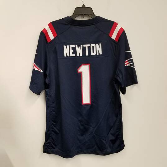 Nike Mens Navy Blue New England Patriots Cam Newton #1 NFL Jersey Size L image number 2
