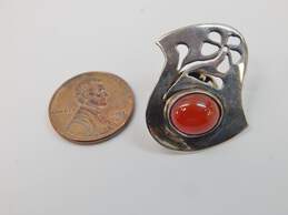 Sylvia Youell Dine Navajo 925 Silver Carnelian Flower Cut Out Brooch Pin 3.9g alternative image