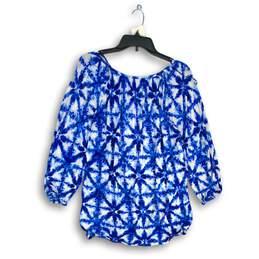 Michael Kors Womens Blue White Tie Dye Round Neck Blouse Top Size Medium alternative image