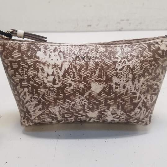 DKNY Logo Print Cosmetic Zip Pouch Bag image number 1