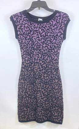 Missoni Women Purple Abstract Glitter Midi Dress Sz 4
