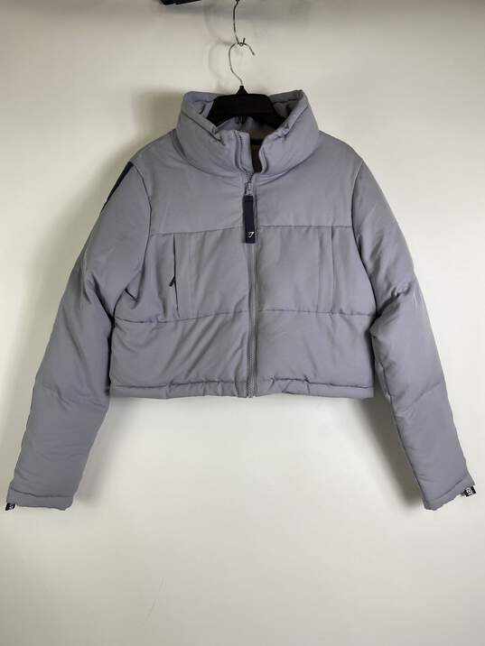Gymshark Women Gray Lilac Cropped Puffer Jacket S NWT image number 1