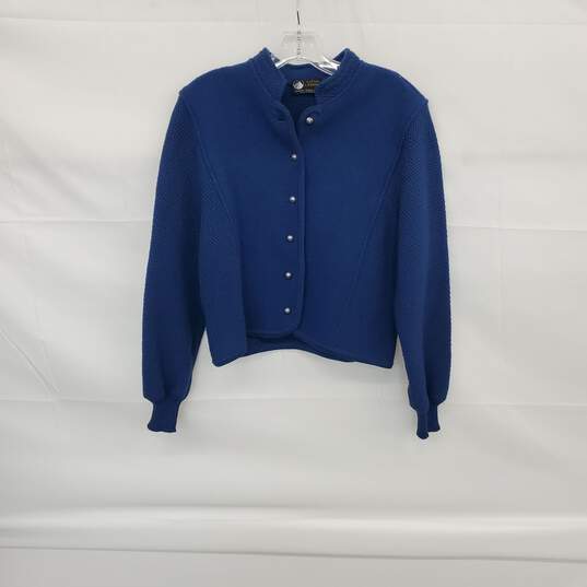 Alpen Lander Blue Wool Button Up Sweater Jacket WM Size S image number 1