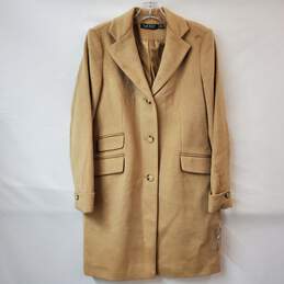 Ralph Lauren Wool Blend Tan/Camel Button Up Coat Women's 4 NWT