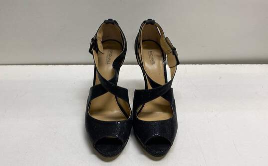 Michael Kors Gideon Glitter Ankle Heels Black 8.5 image number 5