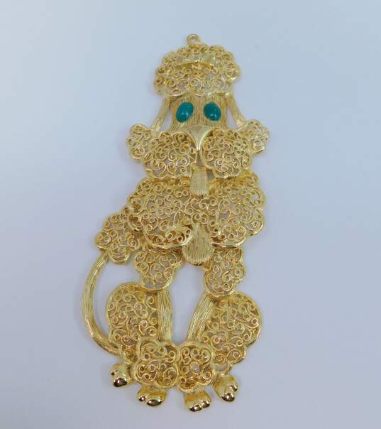 Vintage Alan & Fashion Gold Tone Articulated Lion & Poodle Dog Pendants & Chain Necklace 108.7g image number 6