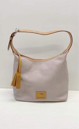 Dooney And Bourke Pebble Leather Shoulder Tote Grey