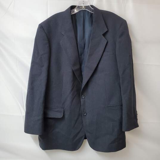 Authenticated Oscar De La Renta Men's Black Wool Pinstriped 2PC Suit Set 44R W38 image number 2