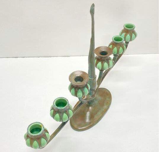 Candelabra Art Nouveau Six -Light Bronze and Glass Tapered Candle Holder image number 4