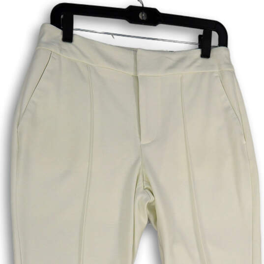 Womens White Flat Front Slash Pocket Straight Leg Cropped Pants Size 6 image number 3