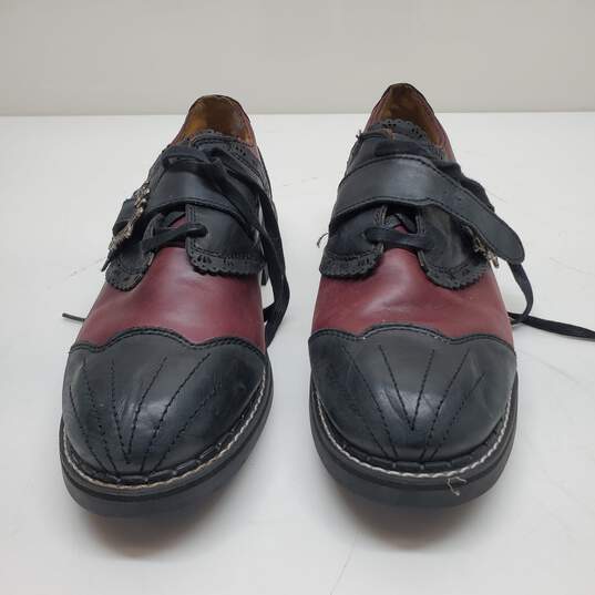 John Fluevog Black & Red Vintage Leather Derby Shoe image number 2