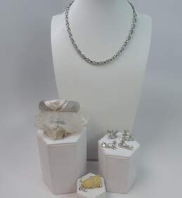 VNTG Monet Parklane & Fash Icy Earrings Necklace Cufflinks Owl Brooch & Bracelet