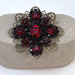 Designer Liz Palacios Gold-Tone Flower Sparkle Crystal Glass Brooch
