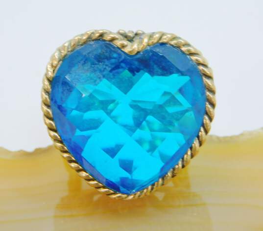 Sajen Bronze Faceted Blue Quartz Heart Swirl Ring 12.1g image number 2