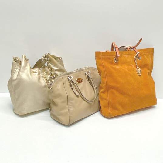 Michael Kors Assorted Bundle Lot Set Of 3 Leather Shoulder Tote Satchel Bags image number 1
