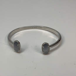 Designer Kendra Scott Silver-Tone Crystal Cut Cuff Bracelet w/Dust Bag
